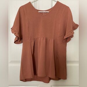 WIHOLL Brand Womens Top V Neck Ruffle Sleeve Size S NWT